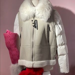 Michies' fur trim Women's White Jacket